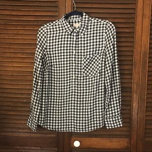 Merona Black White Check Plaid Flannel Long Shirt
